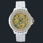 Relógio Amarelo Rudbekia em amarelo<br><div class="desc">Padrão do vetor pintado à mão com flores amarelas da rudbekia</div>