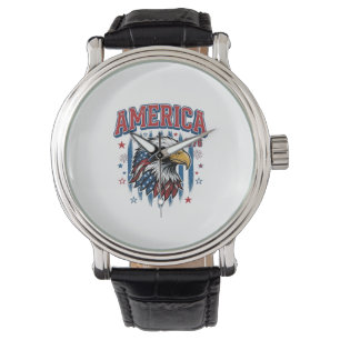 Relógio América 1776 Águia Vintage Camisa Patriótica Desig