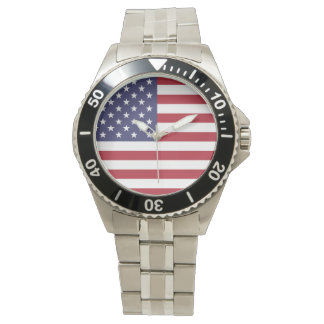 Relógio American Flag Classic Stainless Steel Watch