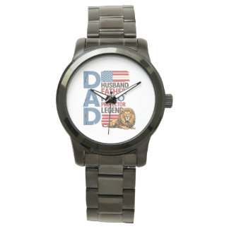 Relógio American flag Dad Lion Patriotic Watch