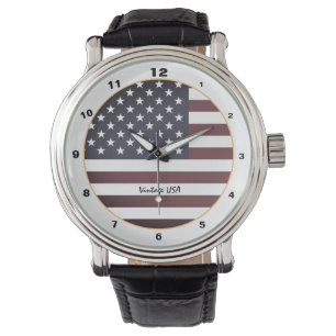 Relógio American Flag & United States vintage fashion /EUA