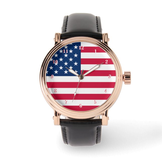 Relógio American Flag Watch USA Patriotic Gift (Frente)