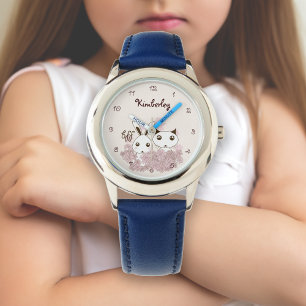 Relógio Amizade Menina BFF Gatinho de Cartoon Bonito e Coe