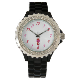 Relógio Amo-te a "Rinoestone Black Enamel Watch"