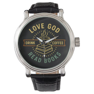 Relógio Amor Deus Beba Café Ler Livros Vintage