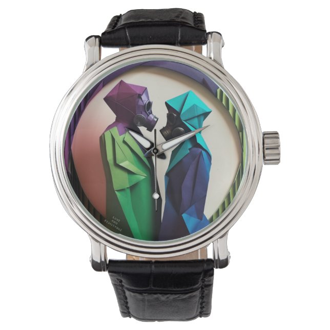 Relógio AMOR E RESISTÊNCIA Origami Vibrante (Frente)