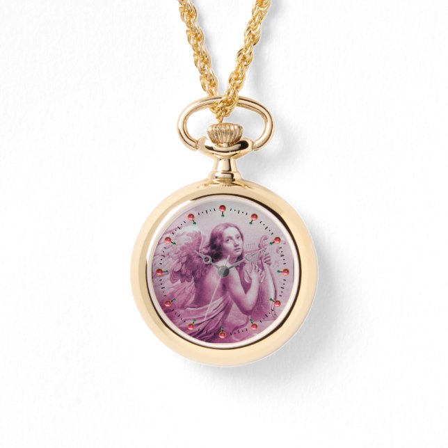 Relógio ANGEL JOGANDO LYRA SOBRE AS NUVENS A Rosa (Frente)