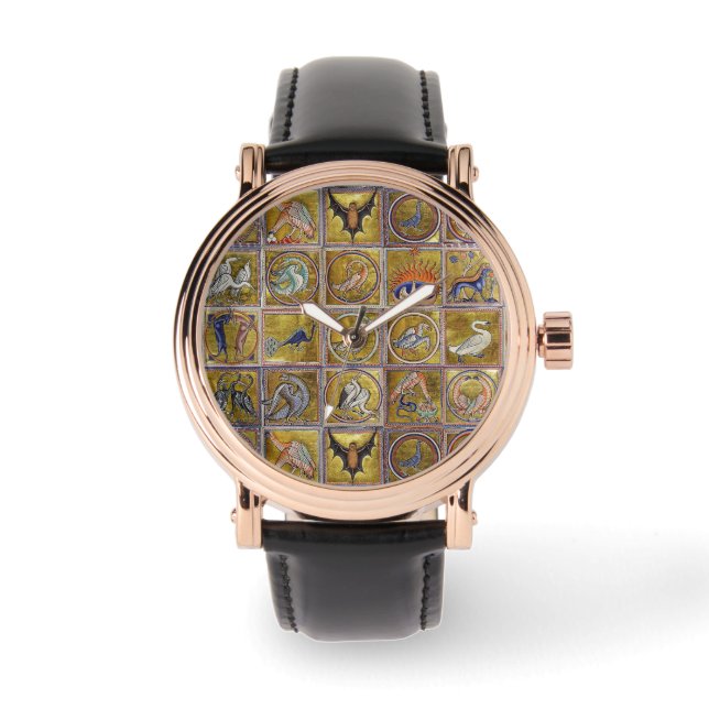 RELÓGIO ANIMAIS MÉDIOS BESTIÁRIOS, FANTÁSTICOS, AZUL VERME (Frente)