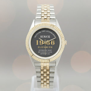 Relógio Aniversário de 40 anos 1986 Elegante Preto Branco