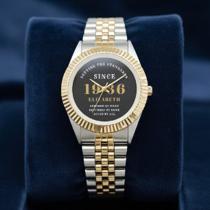 Relógio Aniversário de 90 anos 1936 Elegante Preto Branco
