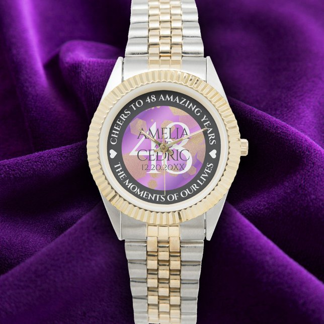 Relógio Aniversário de Casamento de Ametist 48º Elegante (Elegant 48th Amethyst Wedding Anniversary Wristwatch Cover Photo)