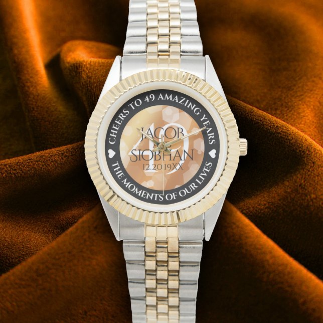 Relógio Aniversário de Casamento de Cobre Elegante 49º (Elegant 49th Copper Wedding Anniversary Wristwatch Cover Photo)