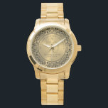 Relógio Aniversário de Casamento do Círculo Floral Negro 5<br><div class="desc">Círculo floral de ornamentado preto sobre fundo de tons dourados, aniversário personalizável de casamento dourado. Celebrando 50 anos de memórias felizes texto personalizável.</div>