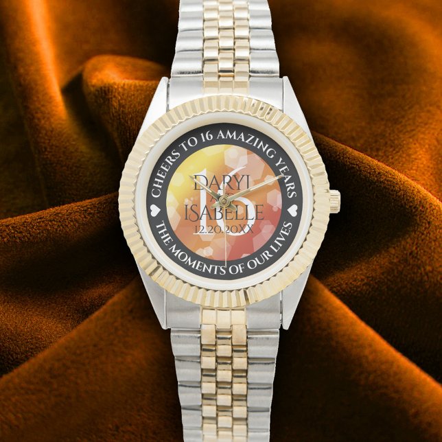 Relógio Aniversário de Casamento Topaz do Ouro 16 (Elegant 16th Golden Topaz Wedding Anniversary Wristwatch Cover Photo)