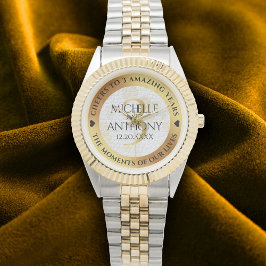 Relógio Aniversário do Casamento de Couro do Elegante