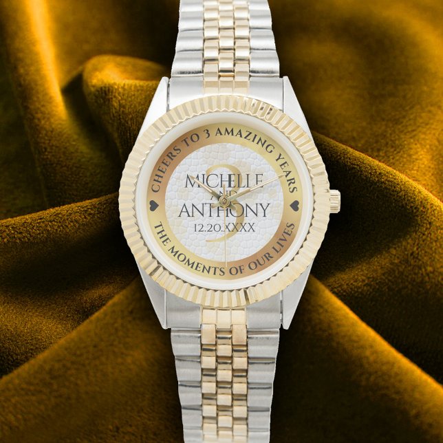 Relógio Aniversário do Casamento de Couro do Elegante (Elegant 3rd Leather Wedding Anniversary Wristwatch Cover Photo)
