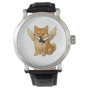 Relógio Anjo de desenho animado Shiba Inu fofo cachorro fe