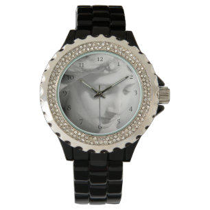 Relógio Anjo de mármore bonito preto do Bradelet das