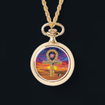 Relógio Ankh Necklace Watch<br><div class="desc">Por mais de 5.000 anos, Ankh tem sido um símbolo da vida eterna. Ankh forma uma chave representando a união feminina/masculina e o ciclo de vida. O manípulo oval da chave não tem início nem fim, representando a eternidade celestial. A cruz repousa na Terra, como o Sol no horizonte onde...</div>