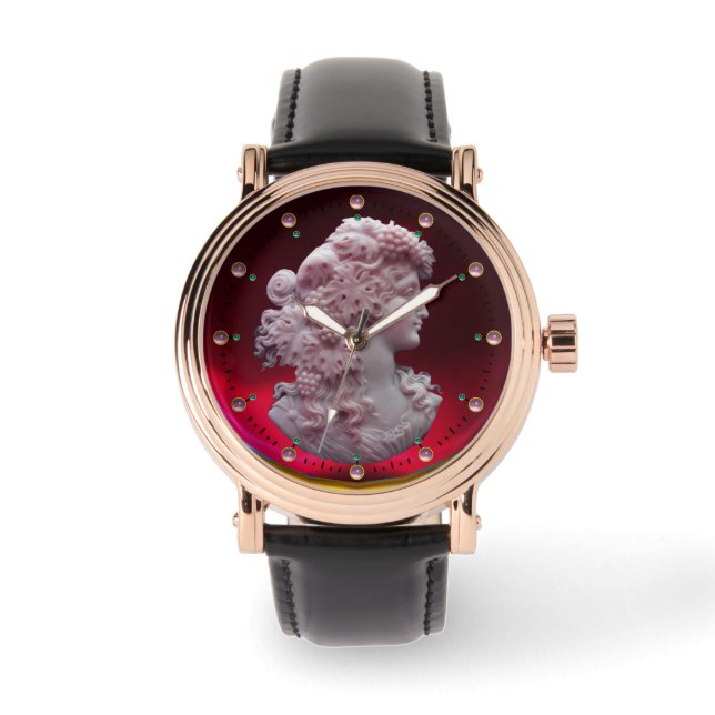 RELÓGIO ANTIQUE CAMEO, SENHORA COM UVAS E GRÁVINAS (Frente)