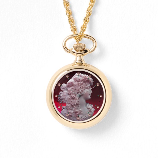 RELÓGIO ANTIQUE CAMEO, SENHORA COM UVAS E GRÁVINAS (Frente)