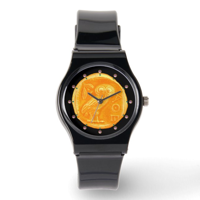 RELÓGIO ANTIQUE OWL MOEDA GREGA DOURADA (Frente)