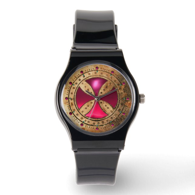 Relógio ANTIQUE TEMPLAR CRUZADO Pink Fuchsia Gem (Frente)