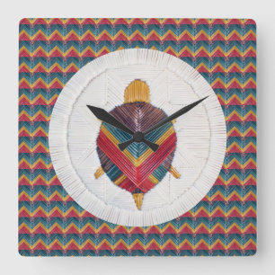 Relógio ao quadrado com Design Turtle Star Chevron