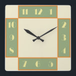 Relógio ao Quadrado do Art Deco<br><div class="desc">Relógio do estilo Art deco com fontes vintage deco,  design e cores. A aparência estilizada,  geométrica e moderna do 1920 e da deco era de 1930 é reproduzida para adicionar um toque de classe retrorativa à sua parede.</div>