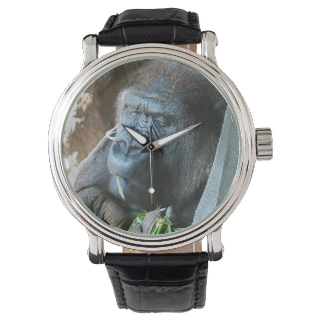 Relógio Ape hood ~ Japonês Gorilla Eating (Frente)