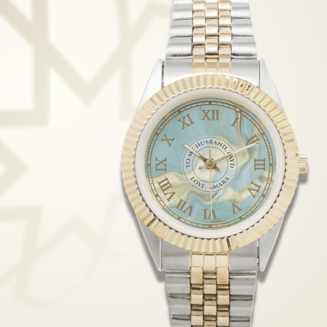 Relógio Aqua Marble Roman Numeral Watch - Eid Gift (Criador carregado)