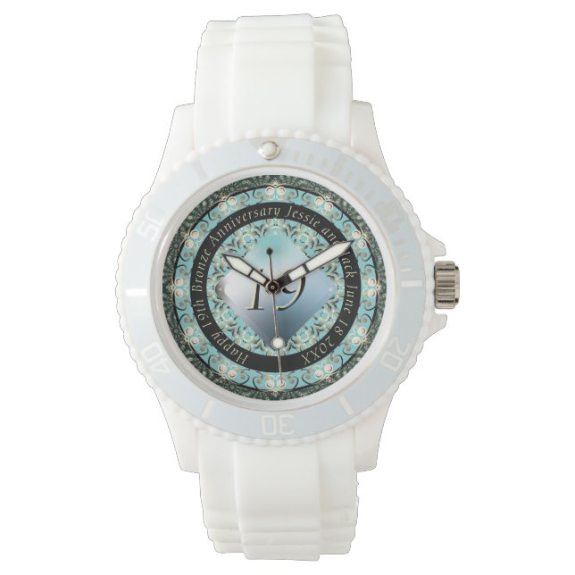 Relógio Aquamarine do 19.º Aniversário de Casamento (Frente)