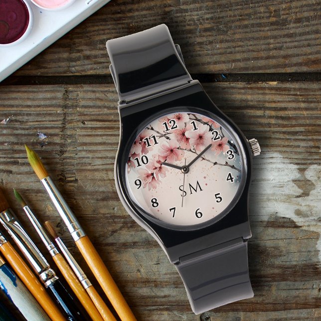 Relógio Aquicultura Floral Flor Blossom Florly Monogramada (Criador carregado)