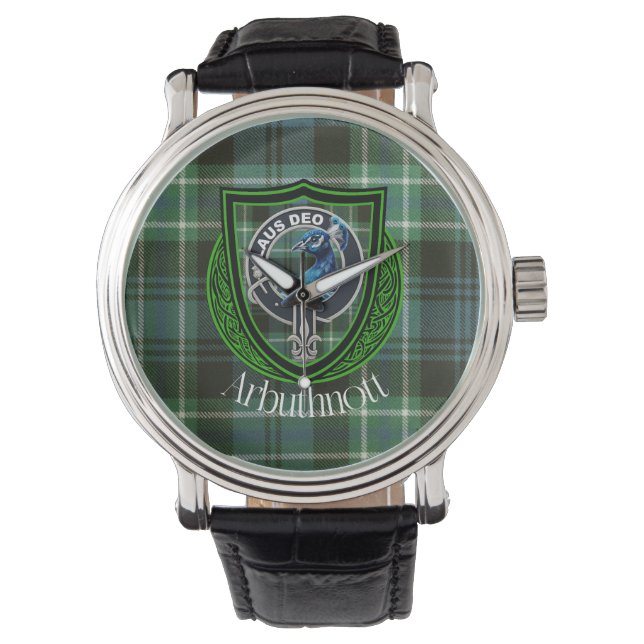 Relógio Arbuthnott Scottish Clan Tartan e Crest (Frente)