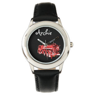 Relógio Archie Name Com Caminhão De Fogo Vermelho, 