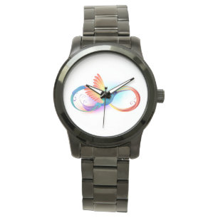 Relógio Arco-íris Hummingbird com símbolo Infinito