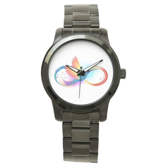 Relógio Arco-íris Hummingbird com símbolo Infinito (Frente)