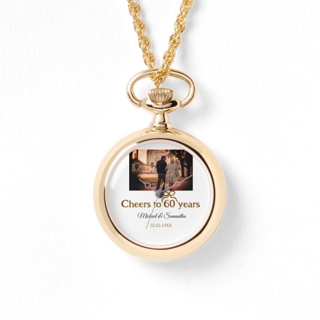 Relógio arco ouro aplaude casamento de 60 anos (Frente)