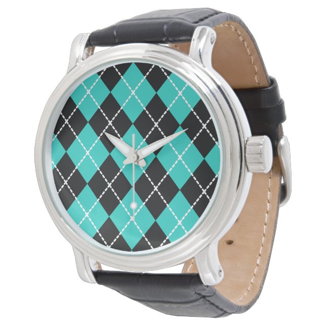 Relógio Argyle Turquesa Retro (Angular)