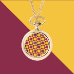 Relógio Arizona US State Maroon and Gold Pattern<br><div class="desc">Are you a fan of Arizona?  Show your Arizona pride with this fun watch necklace.</div>