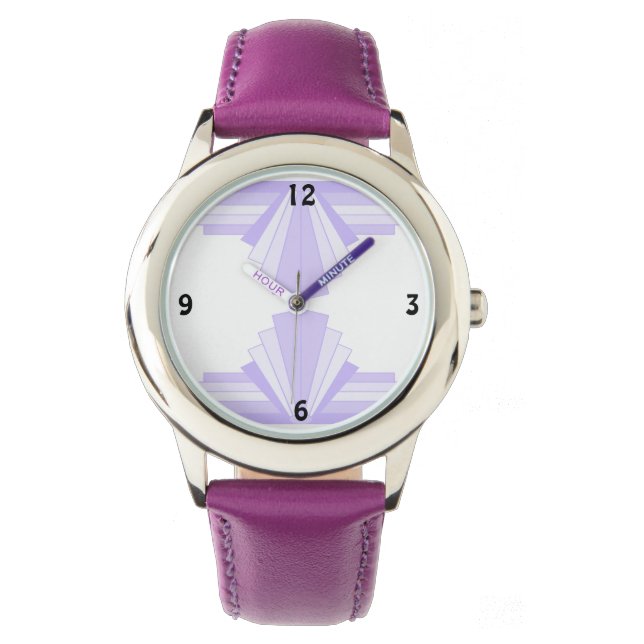 Relógio Art Deco Pattern in Lilac (Frente)