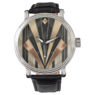 Relógio Art Deco Sunburst Geometric Luxury Design