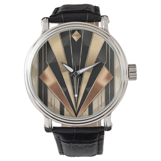 Relógio Art Deco Sunburst Geometric Luxury Design (Frente)