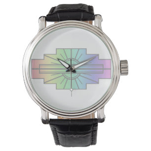 Relógio Art Deco Sunburst Patterno em Pastéis
