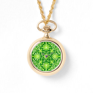 Relógio Art Nouveau - Padrão Chinês - Emerald Green