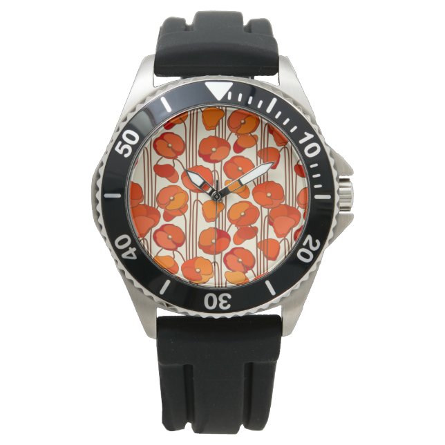 Relógio Art Nouveau Poppies Watch (Frente)