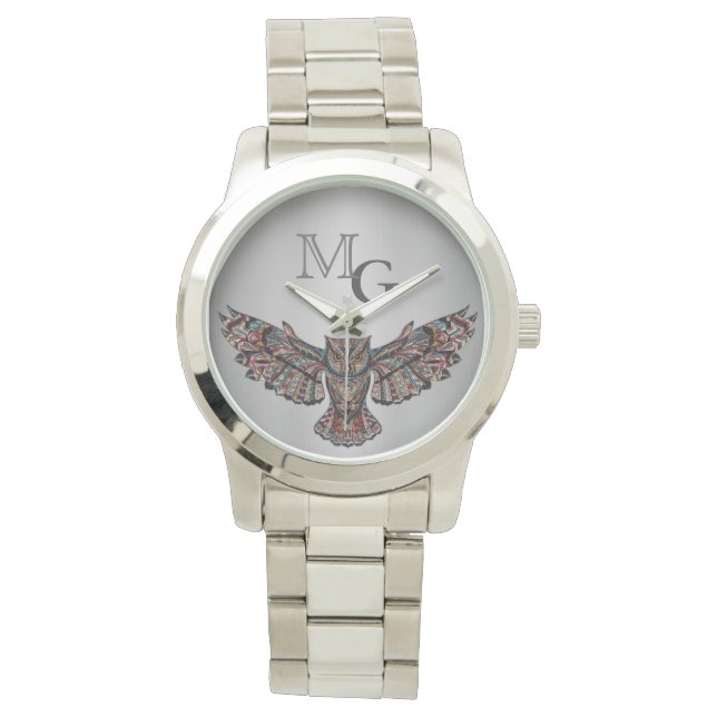 Relógio Arte de Coruja Metalizada (Frente)