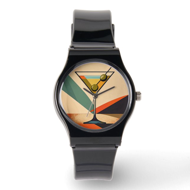 Relógio Arte de Martini com Bloco de Cores Modernista de M (Frente)