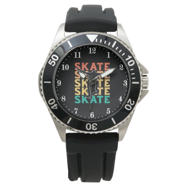 Relógio Arte de palavras legais de skate (Frente)