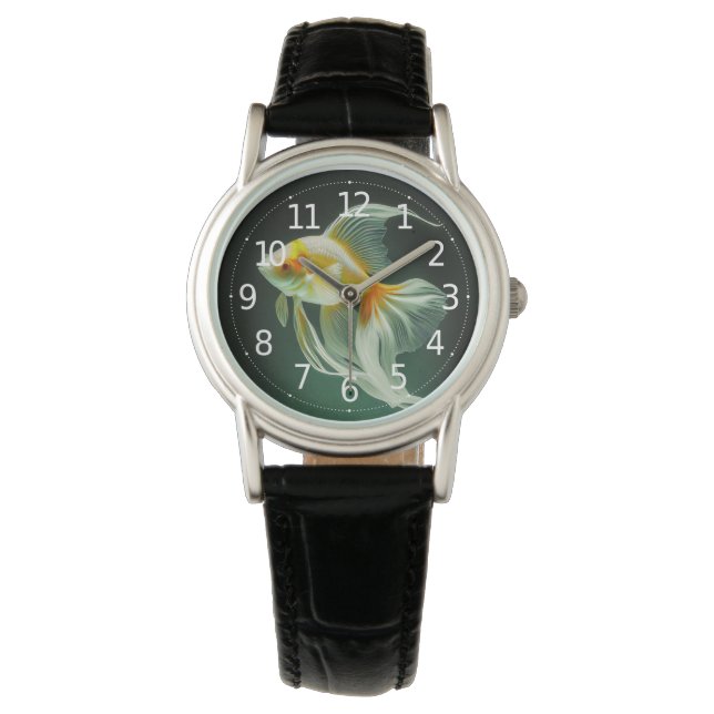 Relógio Arte Digital de Peixe Dourado Simples e Elegante | (Frente)